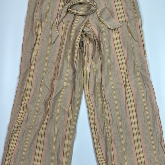 American Eagle Linen Blend Stretch Waist Striped Wide Leg Pants Medium NWOT - Picture 3 of 14